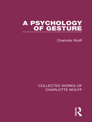 cover image of A Psychology of Gesture